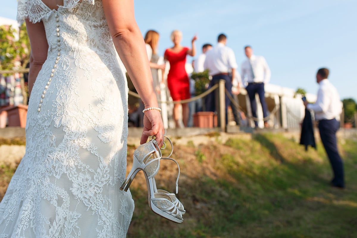 a detail shot of the brides shoes