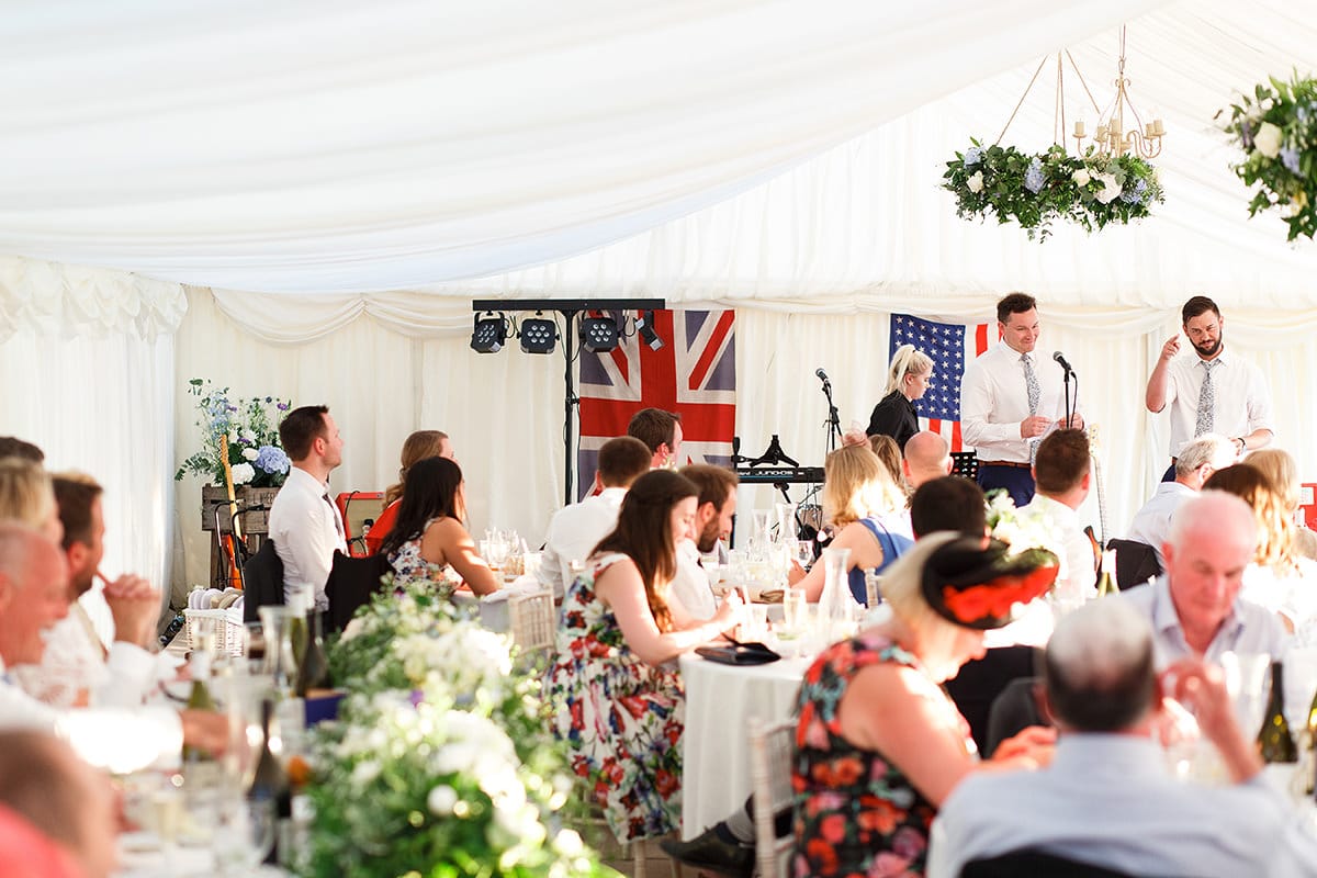 the best mens speech in the marquee at bluebell vineyard