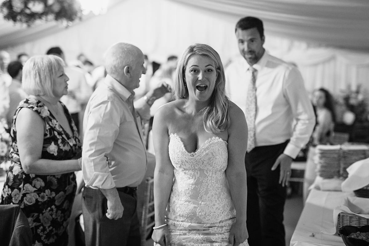 the bride walks to the dancefloor for the first dance