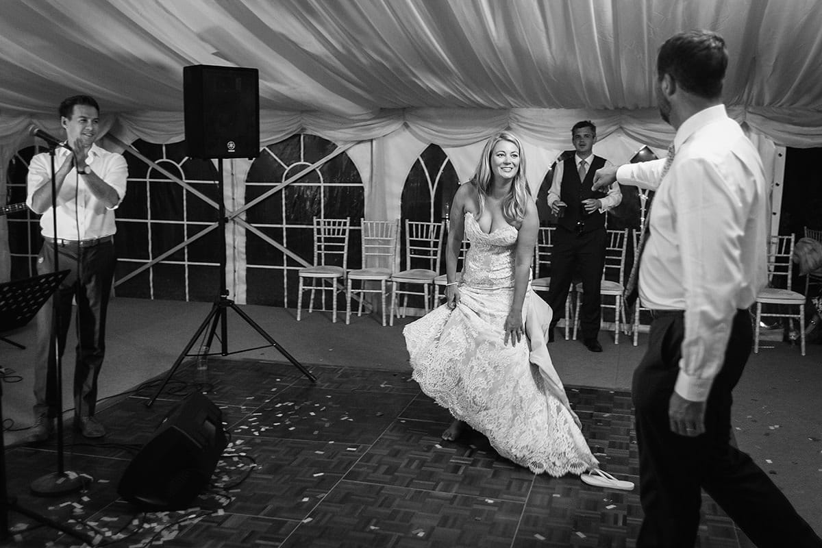 laura and todd approach the dancefloor