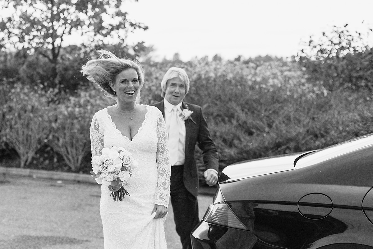 the bride arrives with her father