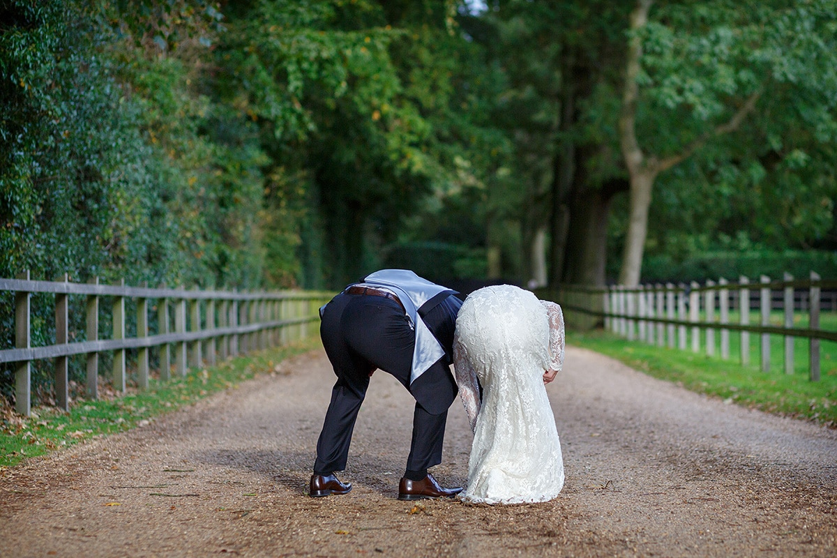 the couple mess about on the driveway of brasteds