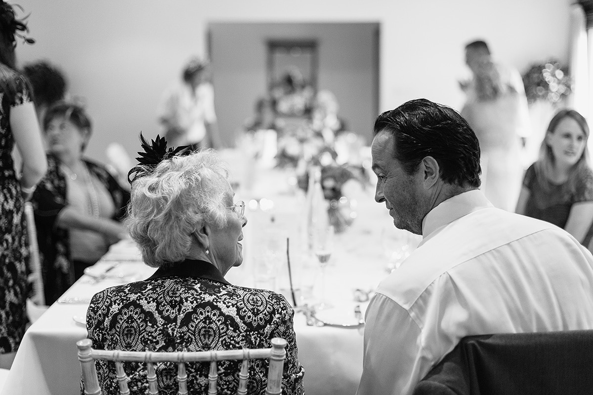 wedding guests seated at the dining table