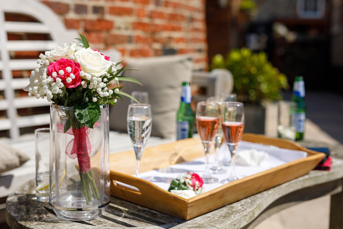 the brides flowers and bubbles