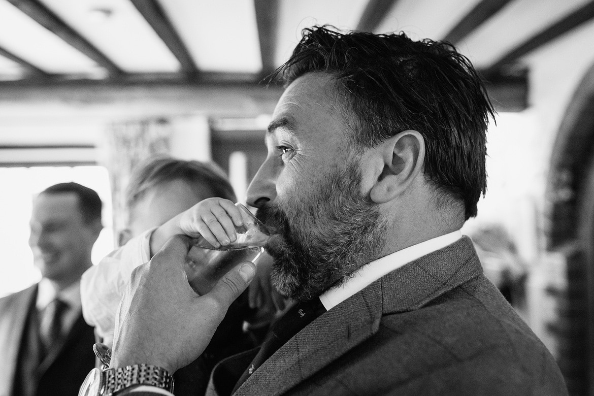 a guest enjoys a drink at cley mill