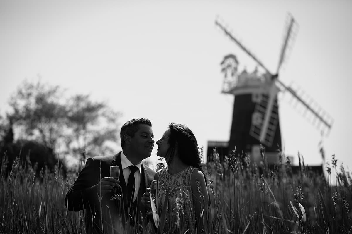 cley windmill wedding portrait