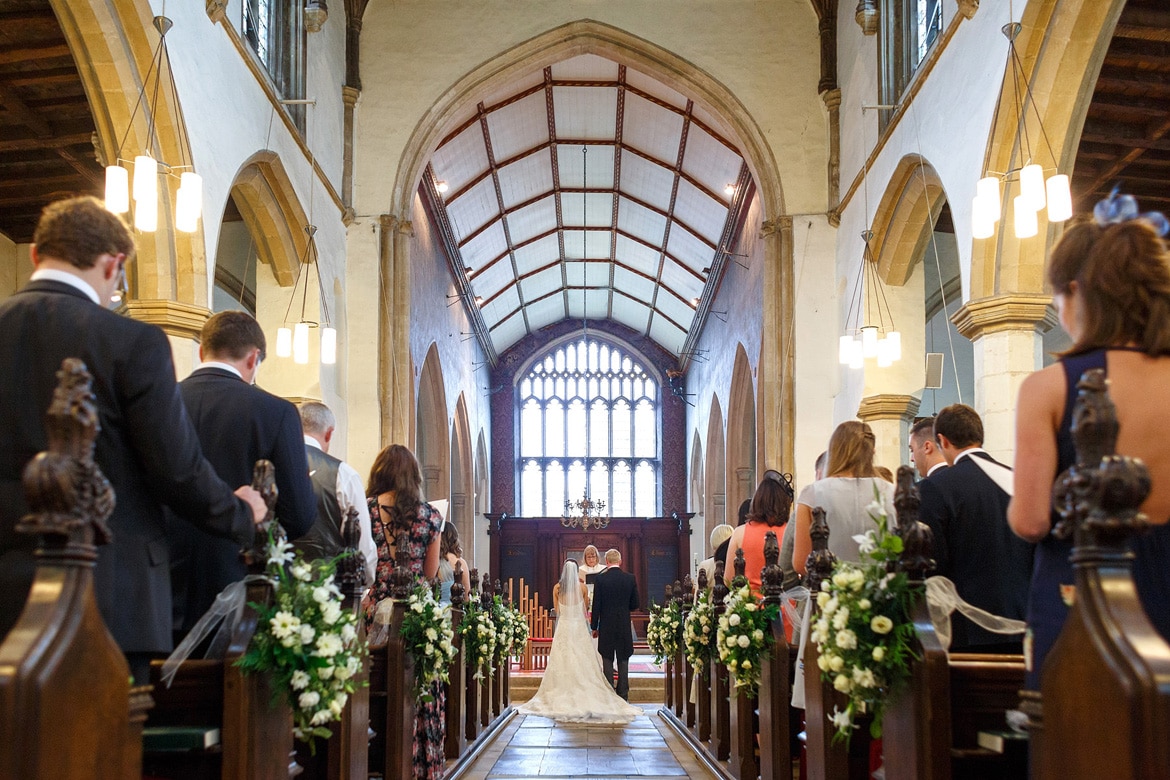 a framlingham church wedding shot from the rear