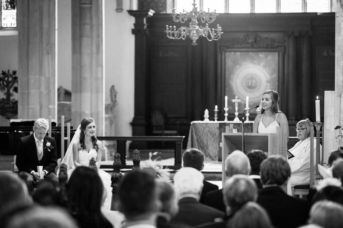 a bridesmaid reads