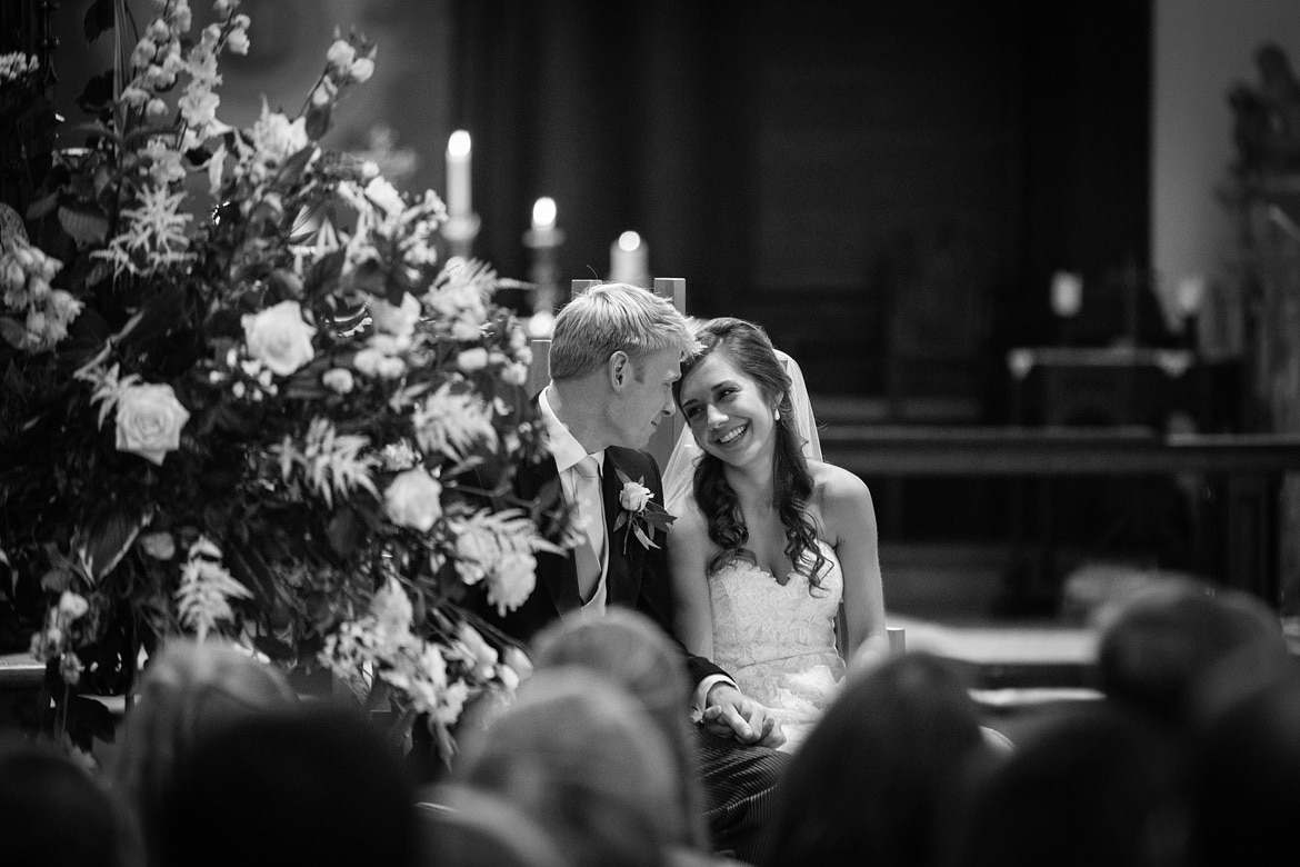 the bride and groom share a moment