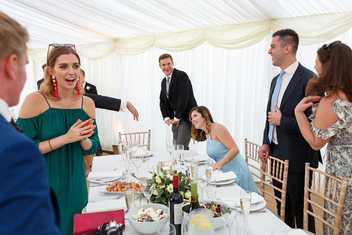 guests sit for the wedding breakfast