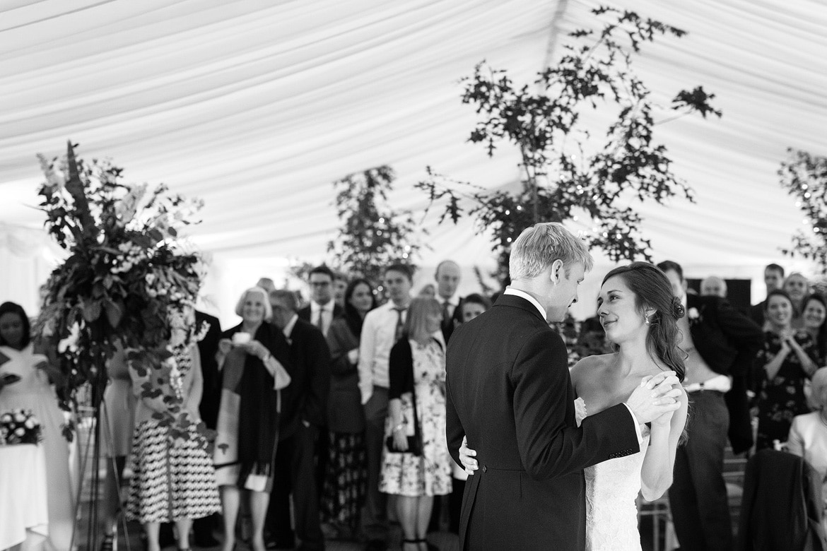 bride and groom have their first dance