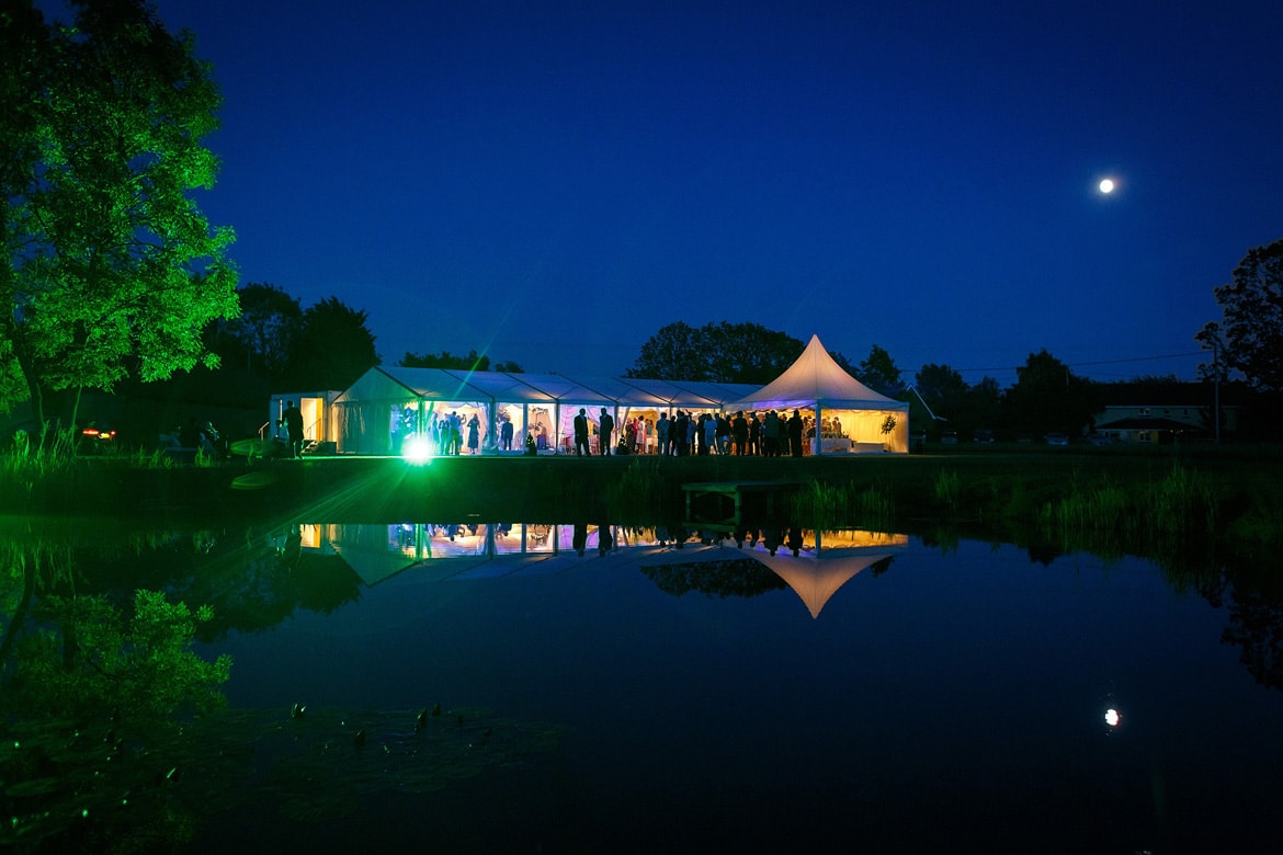 a suffolk wedding marquee on a summers evening