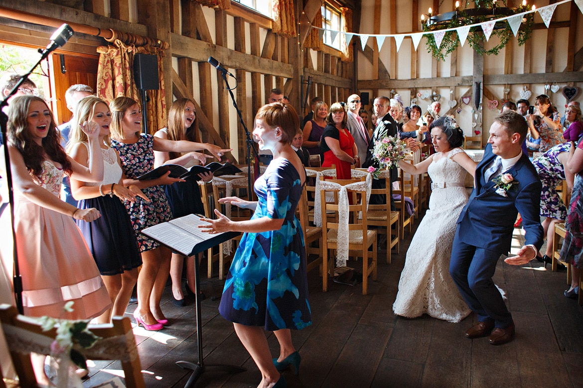 dancing coming down the aisle