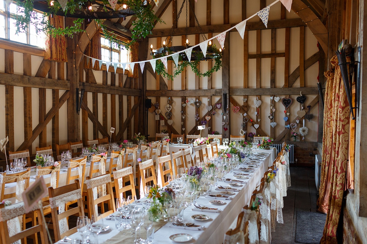 gate street barn laid out for a wedding