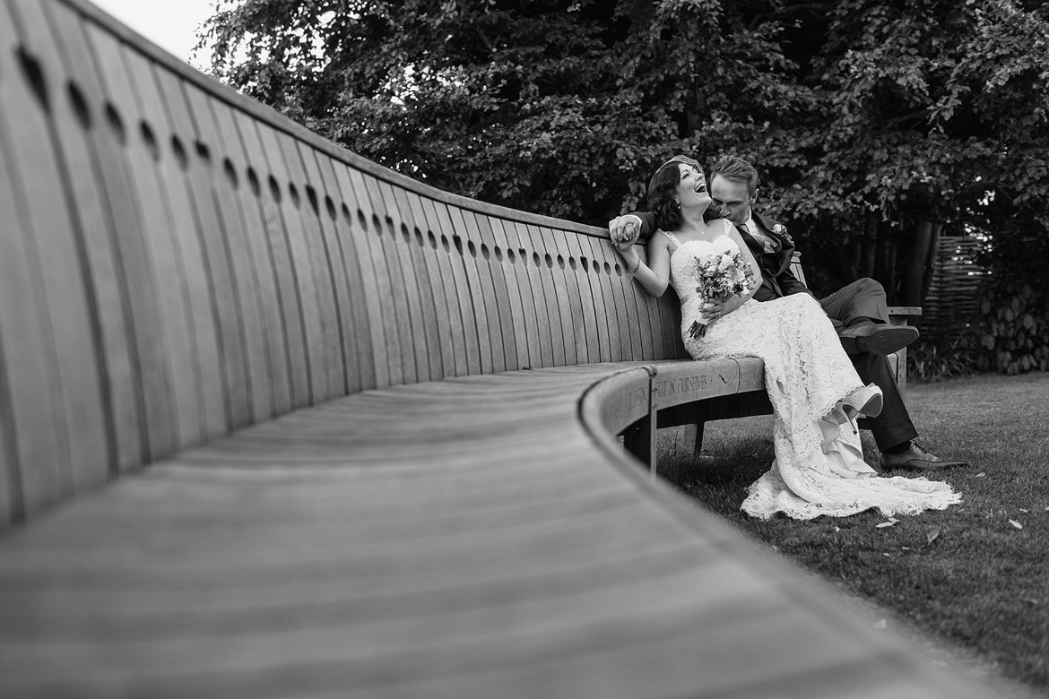 a couple portrait on the bench