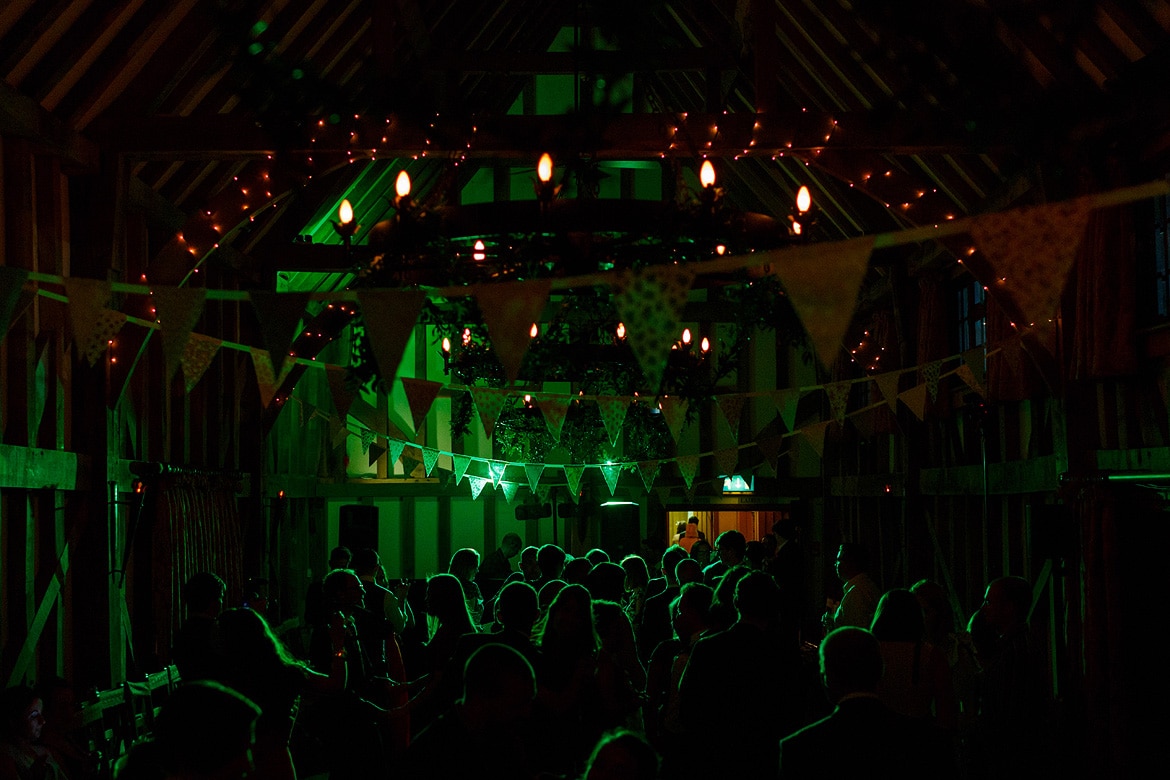 the dance floor lit up in green