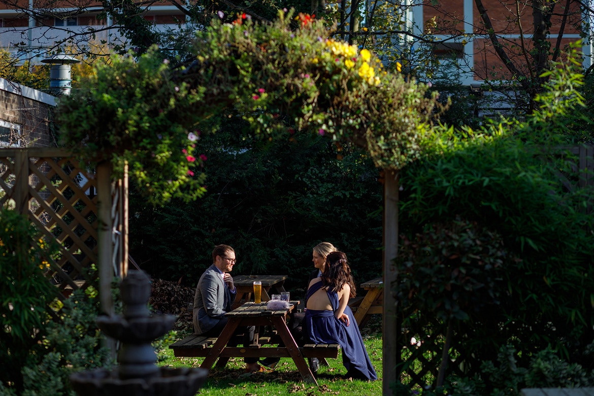 guests in the beer garden of the georgian townhouse