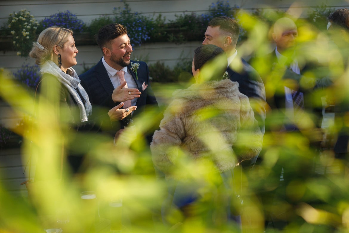 weddings guests in the beer garden