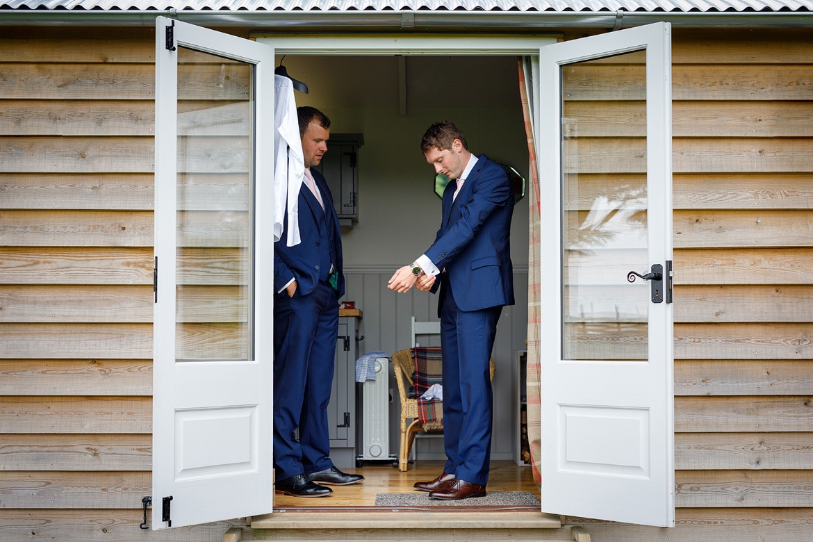 the groom making final preparations