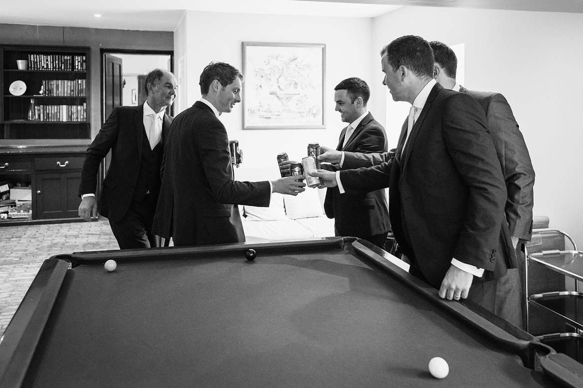 the boys toast before the wedding ceremony