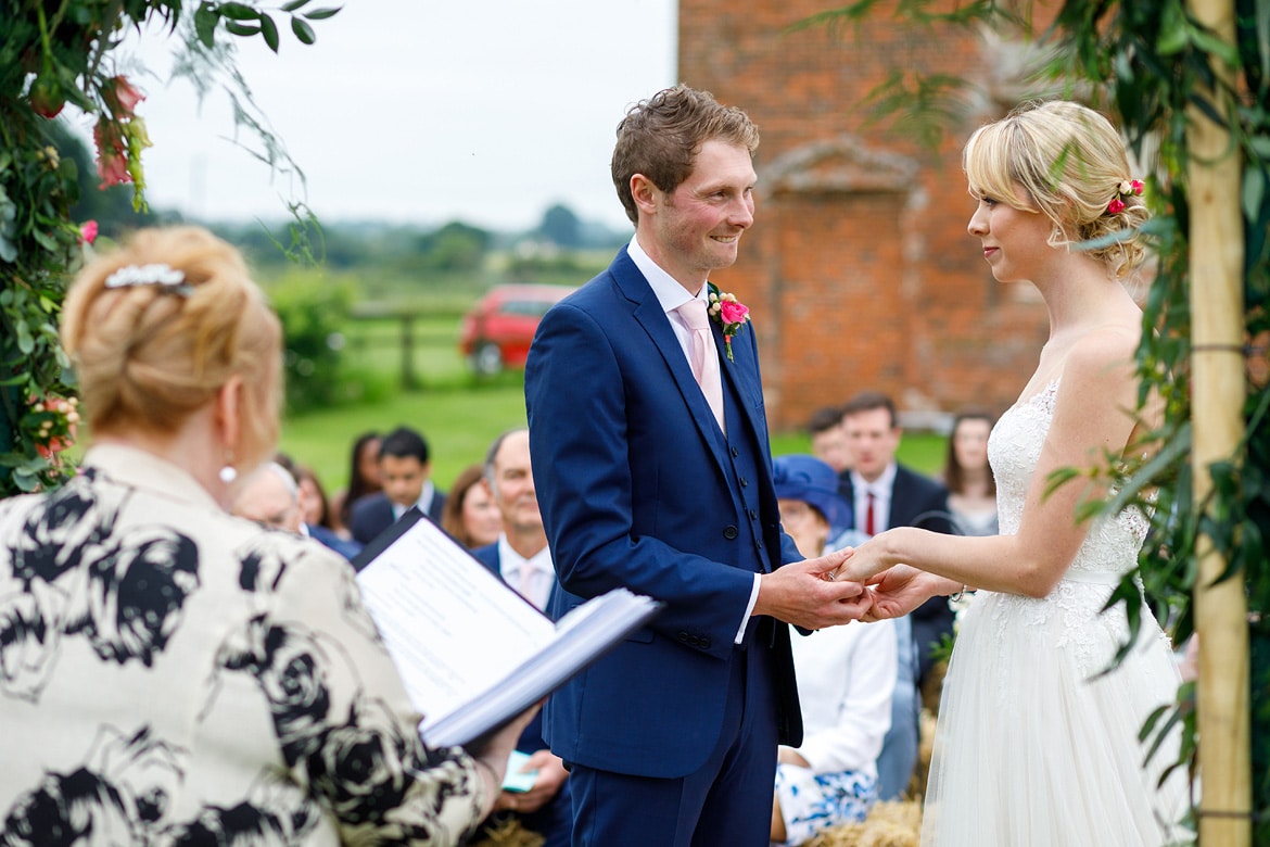 a nervous moment during a godwick barn wedding