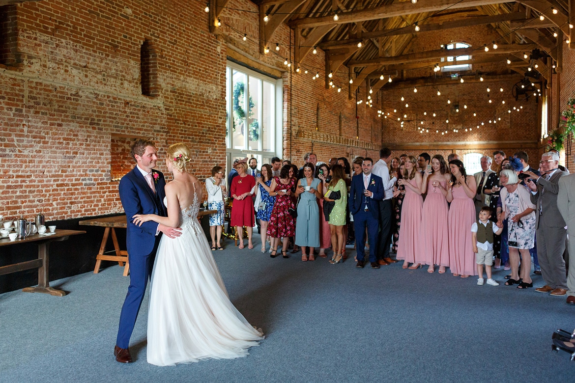 the first dance at a godwick barn wedding