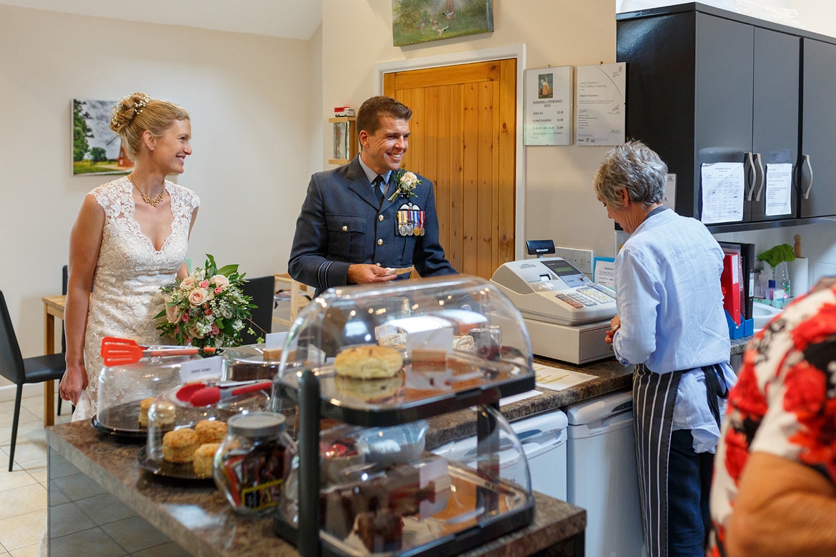 buying a coffee in the shop