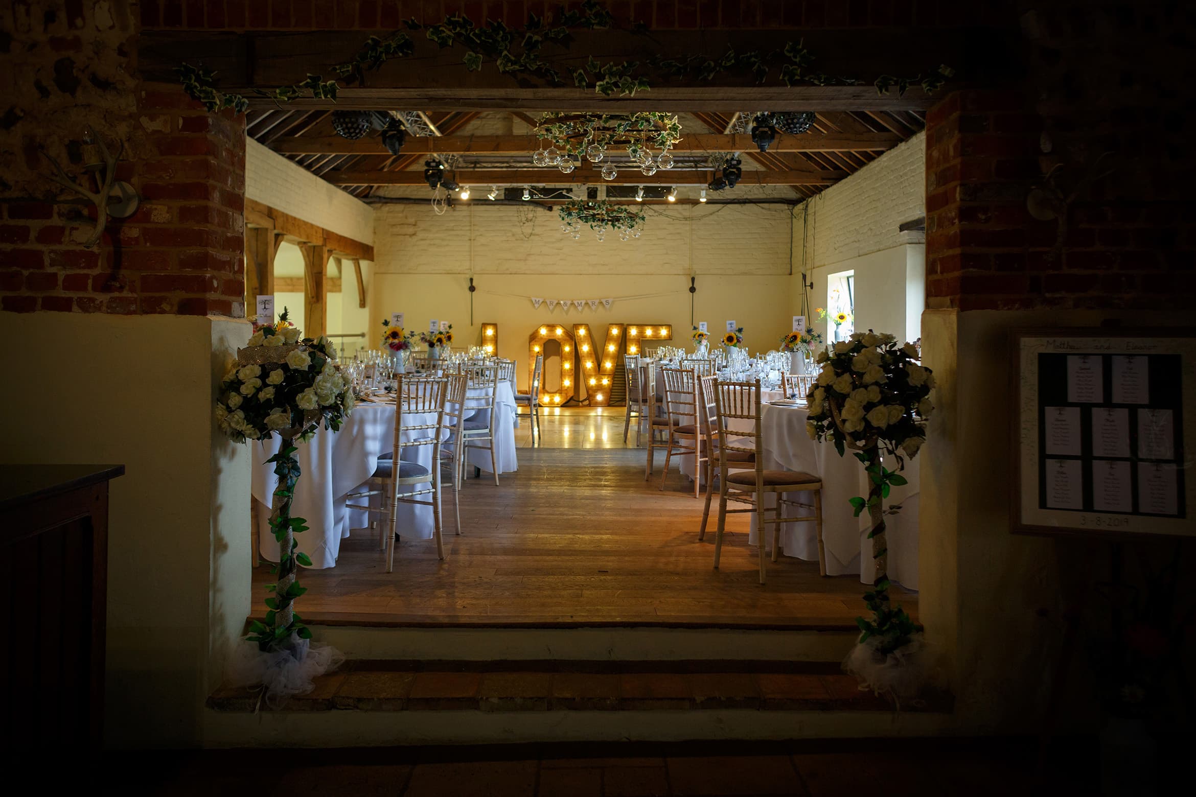 the dining room at a hautbois hall wedding