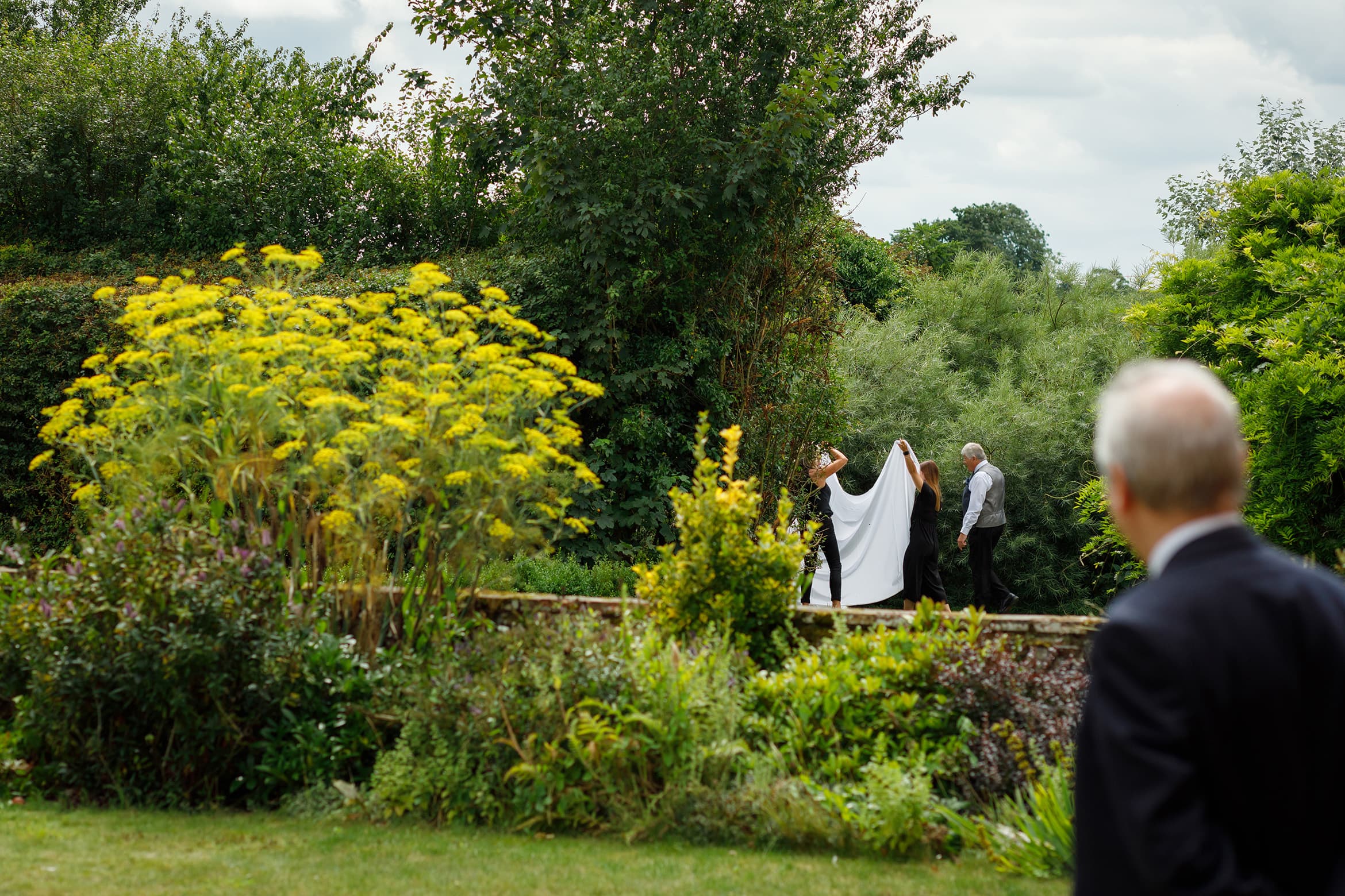 the bride enters behind a screen