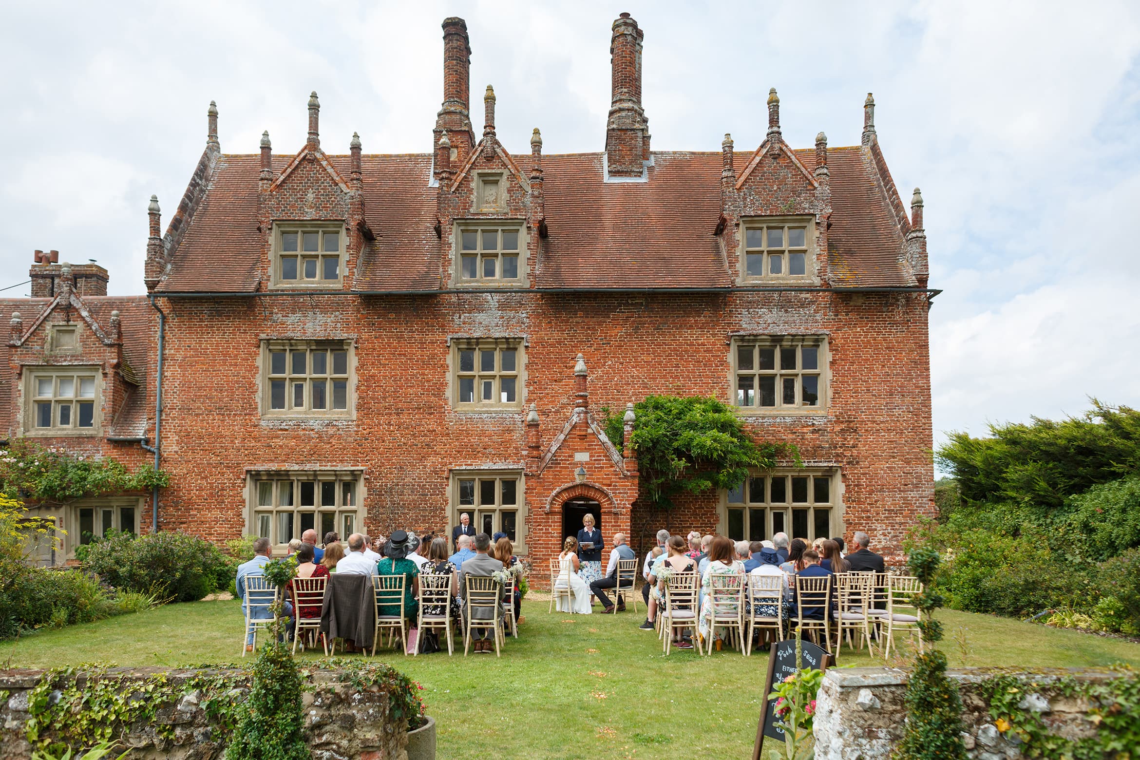 hautbois hall wedding outside on the lawn