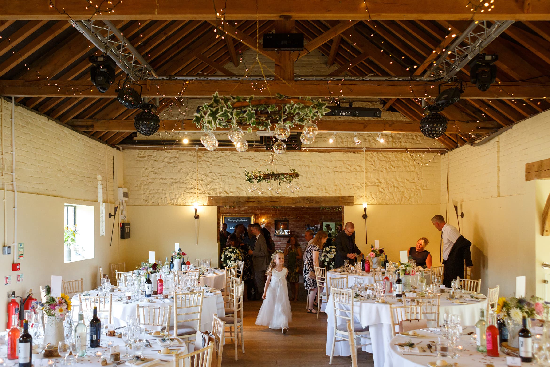 the flowergirl enters the dining room