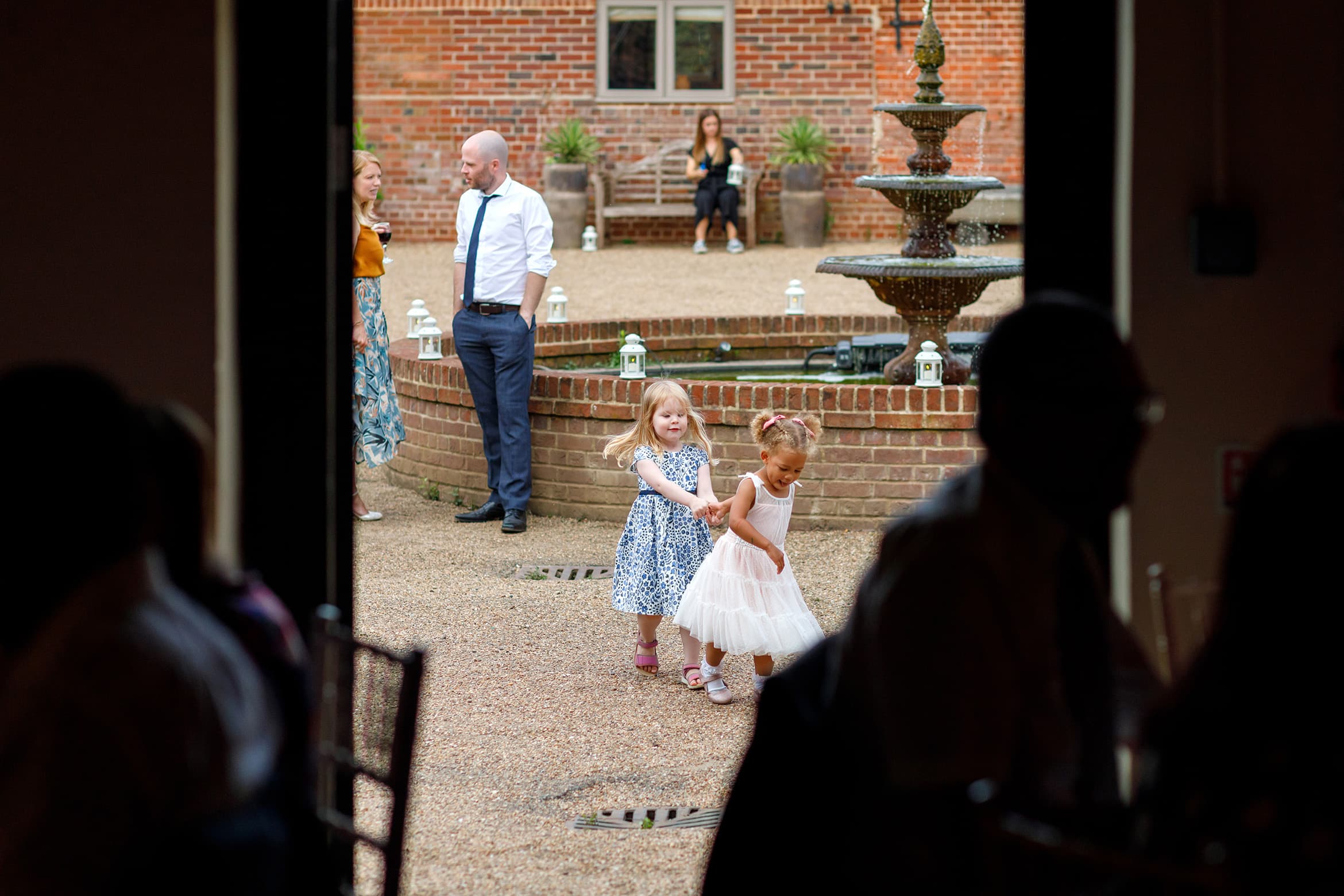 children play in the courtyard