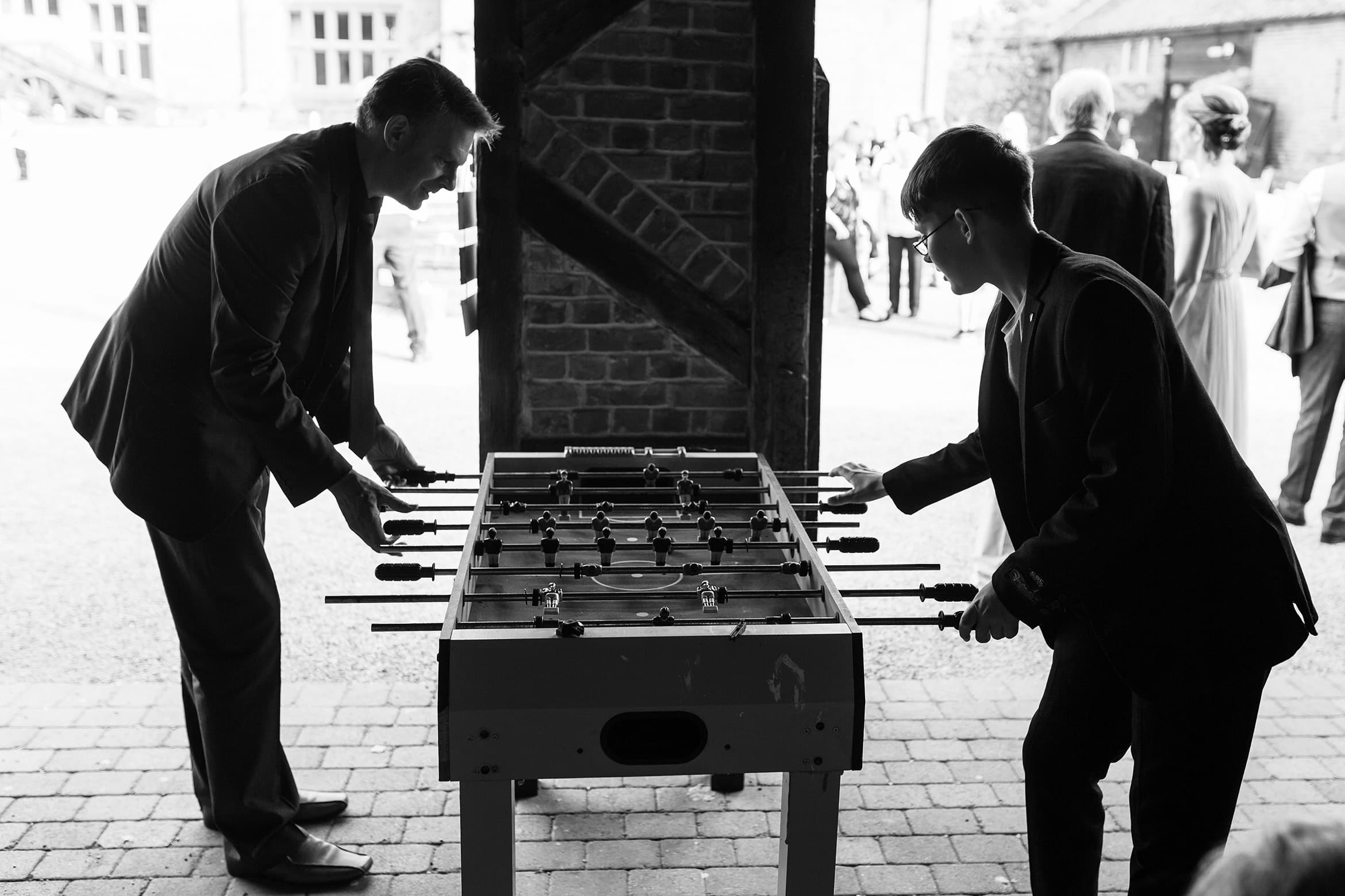 guests play table football