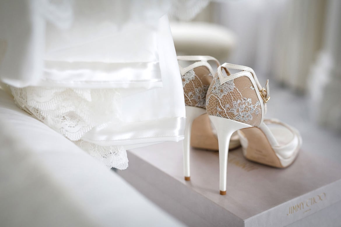 jimmy choo wedding shoes in the bridal suite