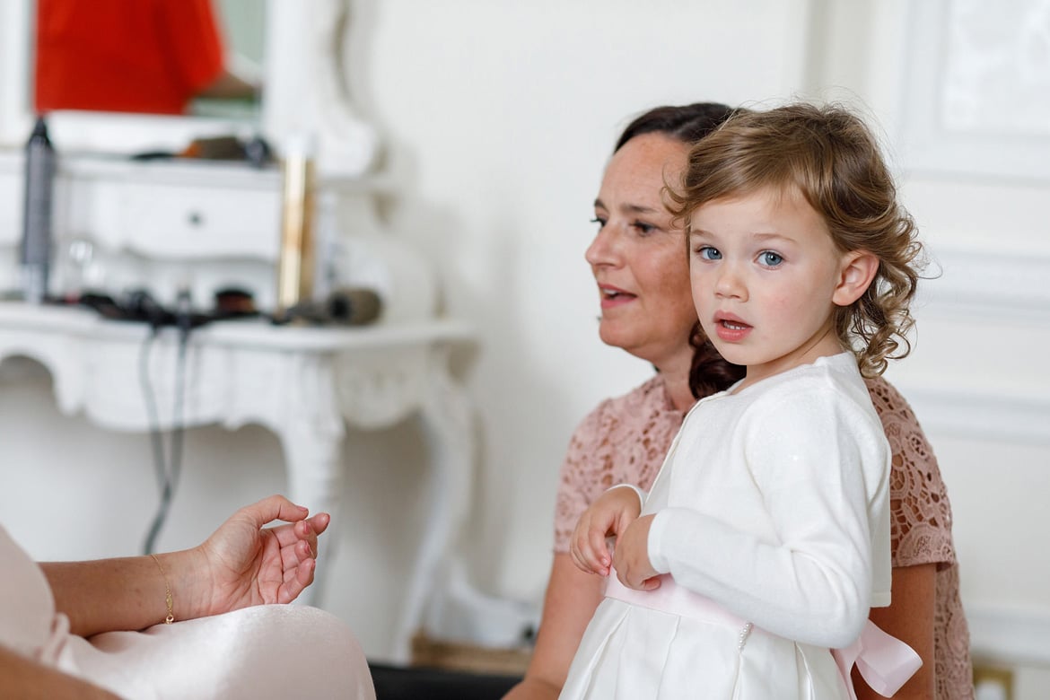 a flowergirl before the wedding ceremony