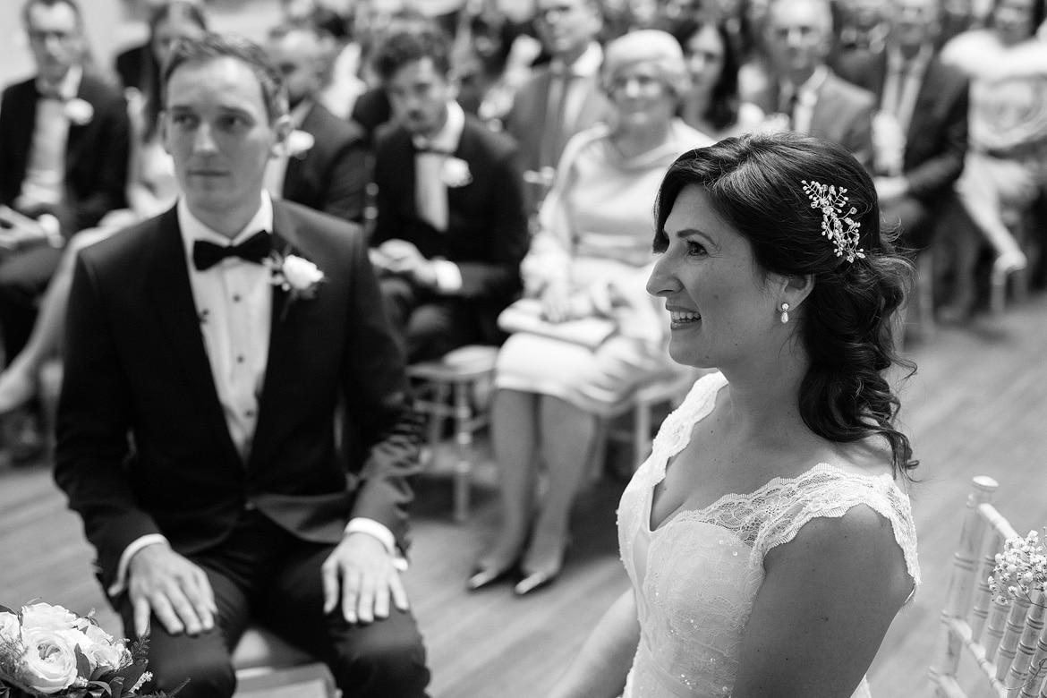 a black and white closeup of the bride