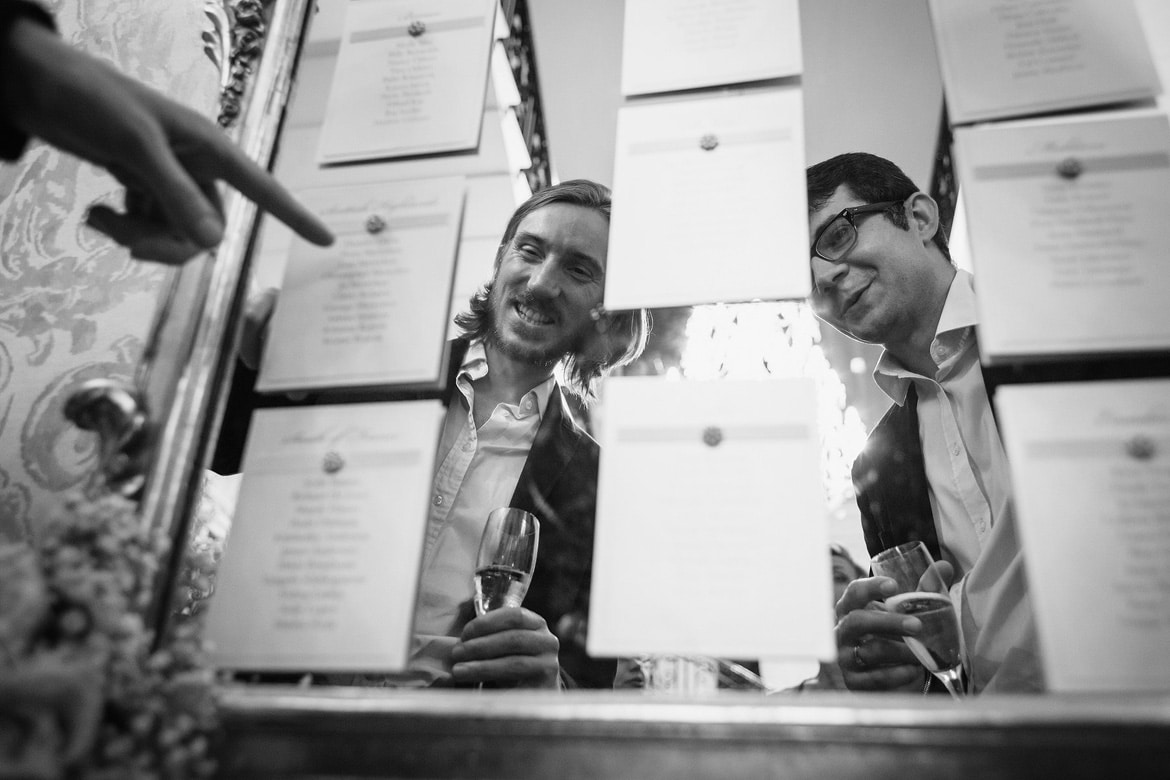 guests reflected in the wedding table plan