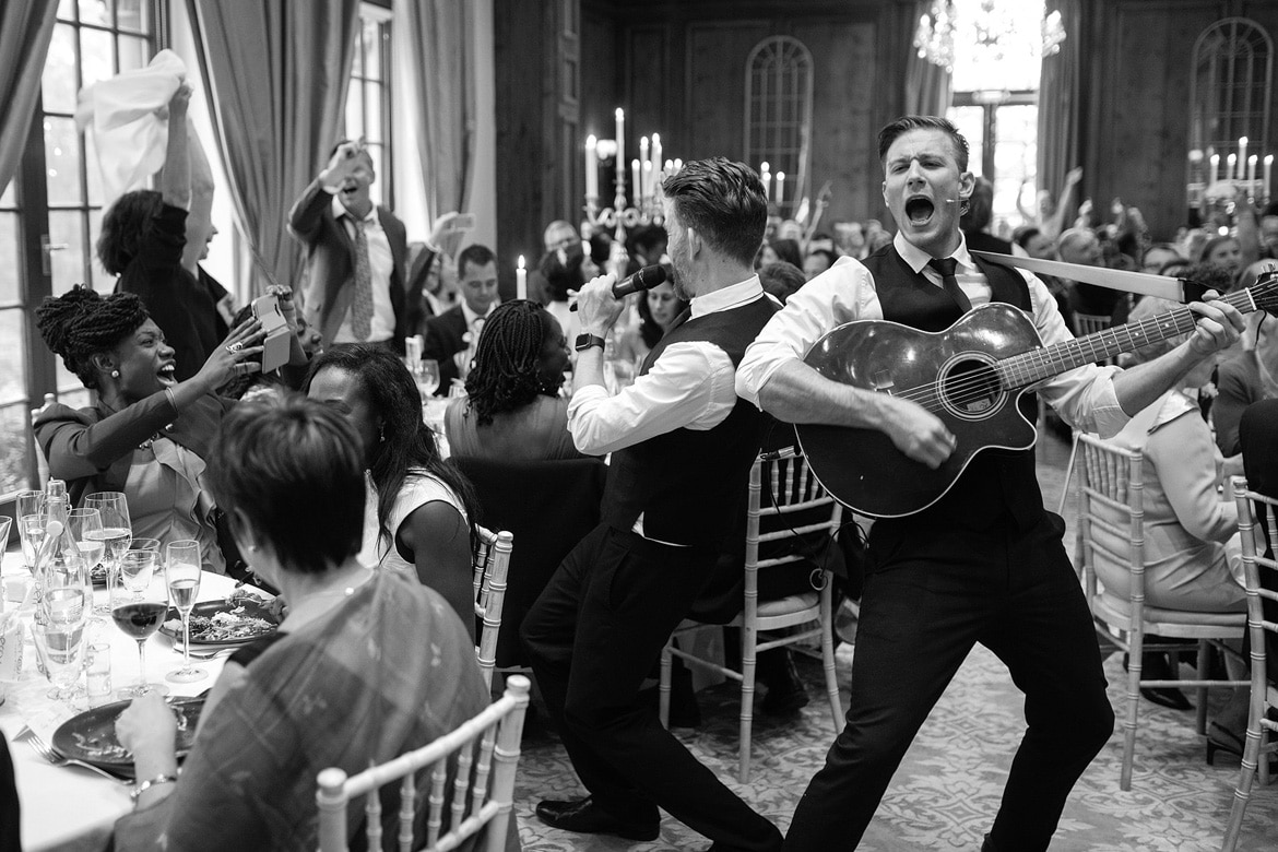 singing waiters during the wedding breakfast