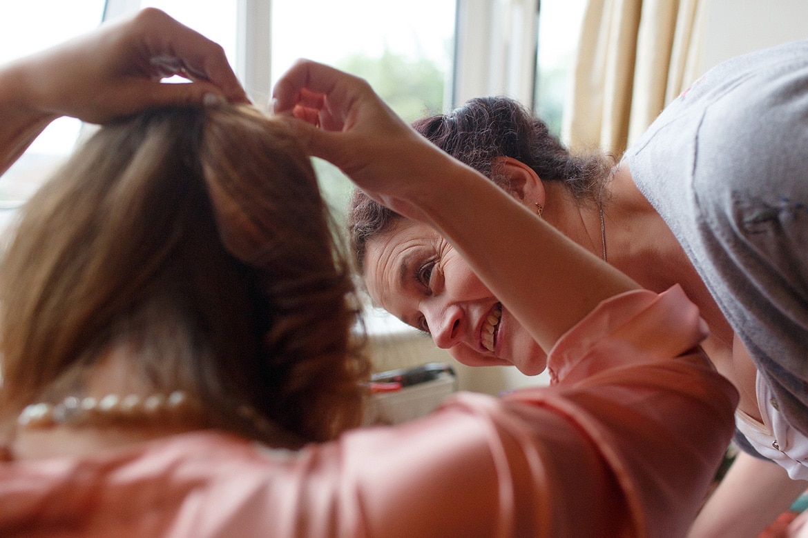 the brides mother gives her some encouragement