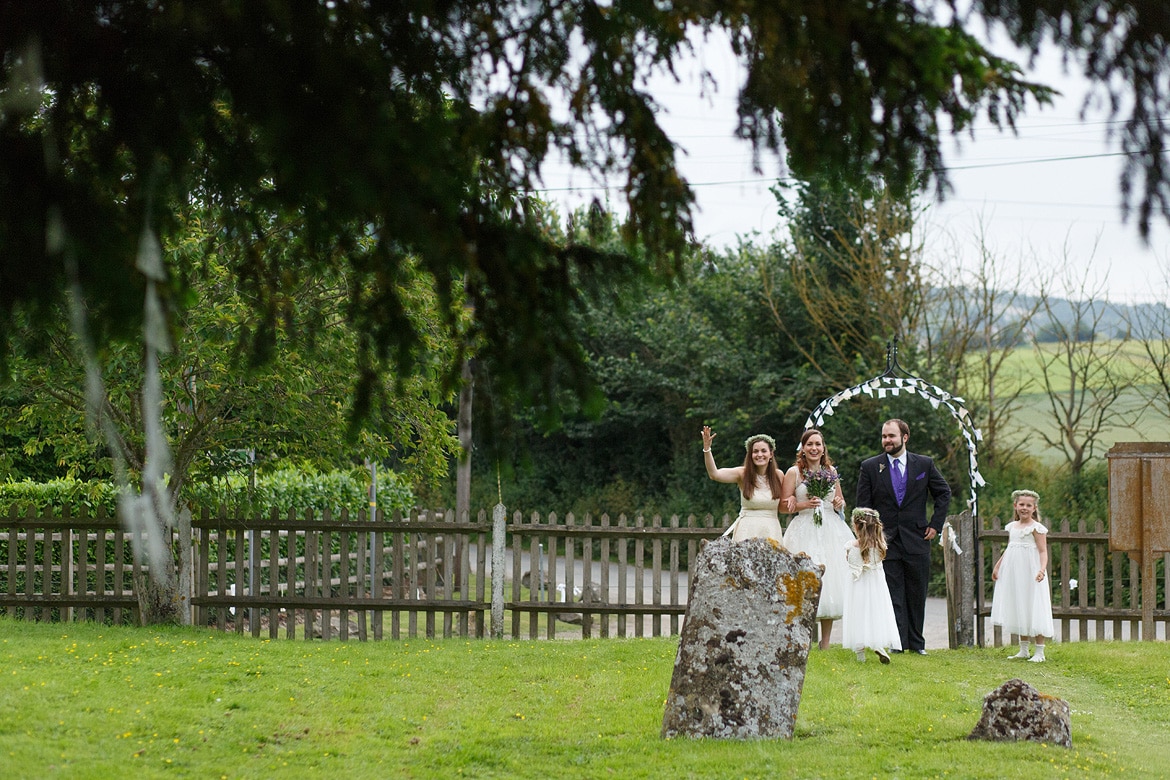 the bridal party arrive