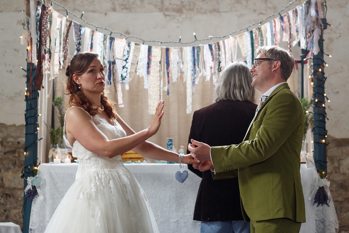 laura pretends to object in her wedding ceremony