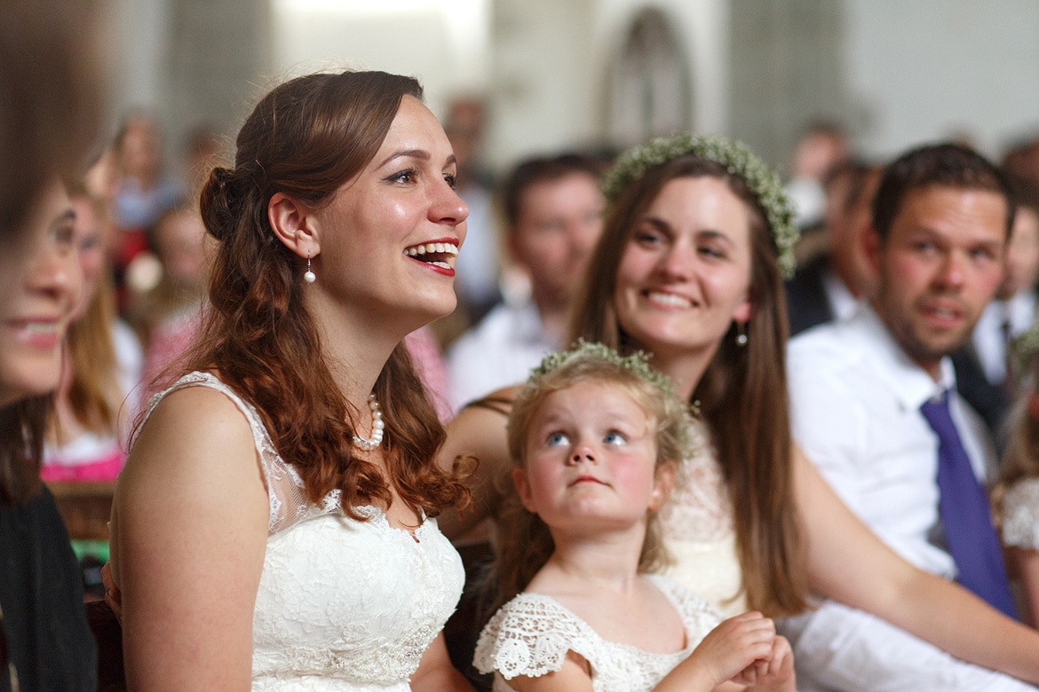 laura laughing at the grooms speech