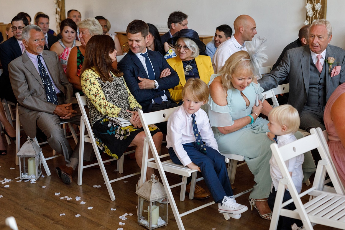 guests chat after the ceremony