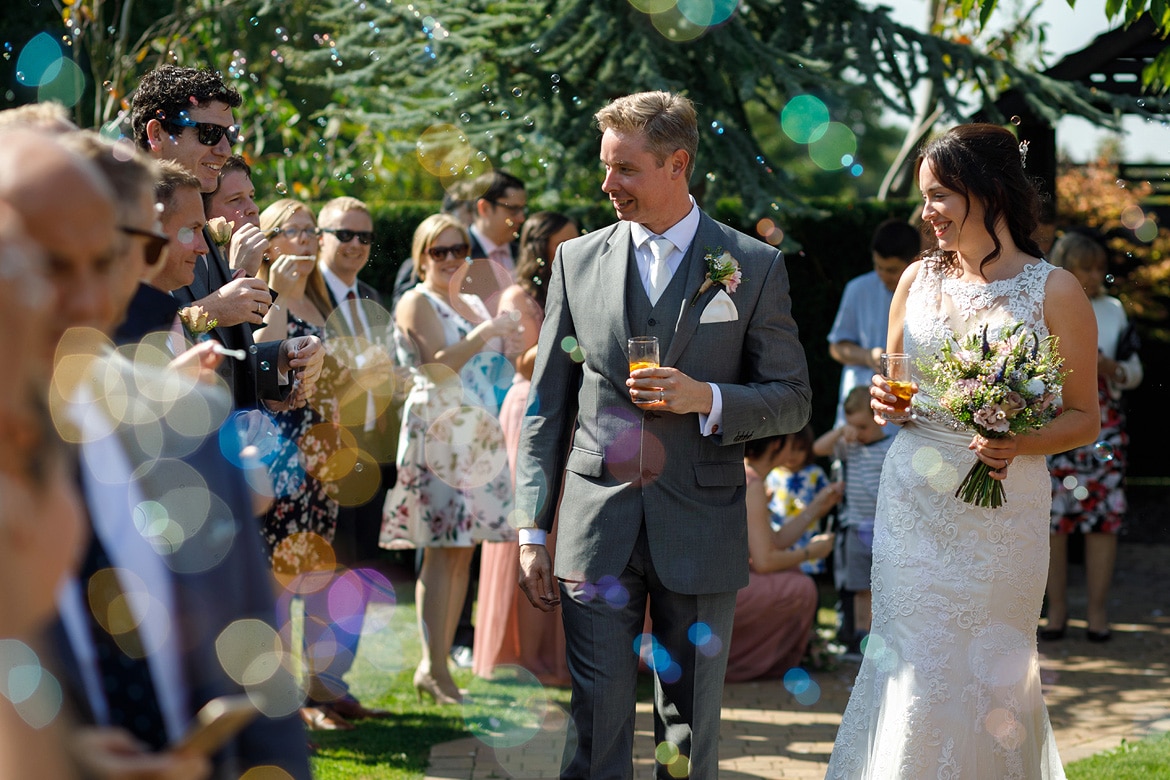 walking through bubbles in the sunshine