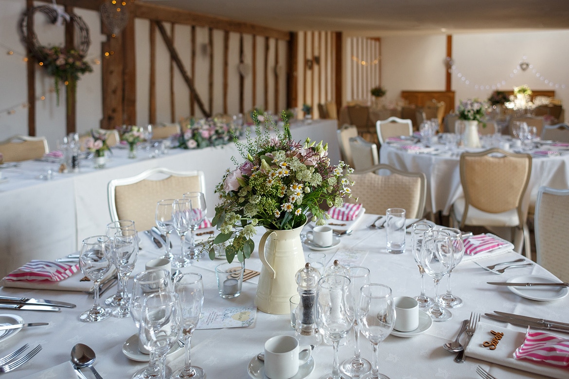 the dining room laid out at maidens barn