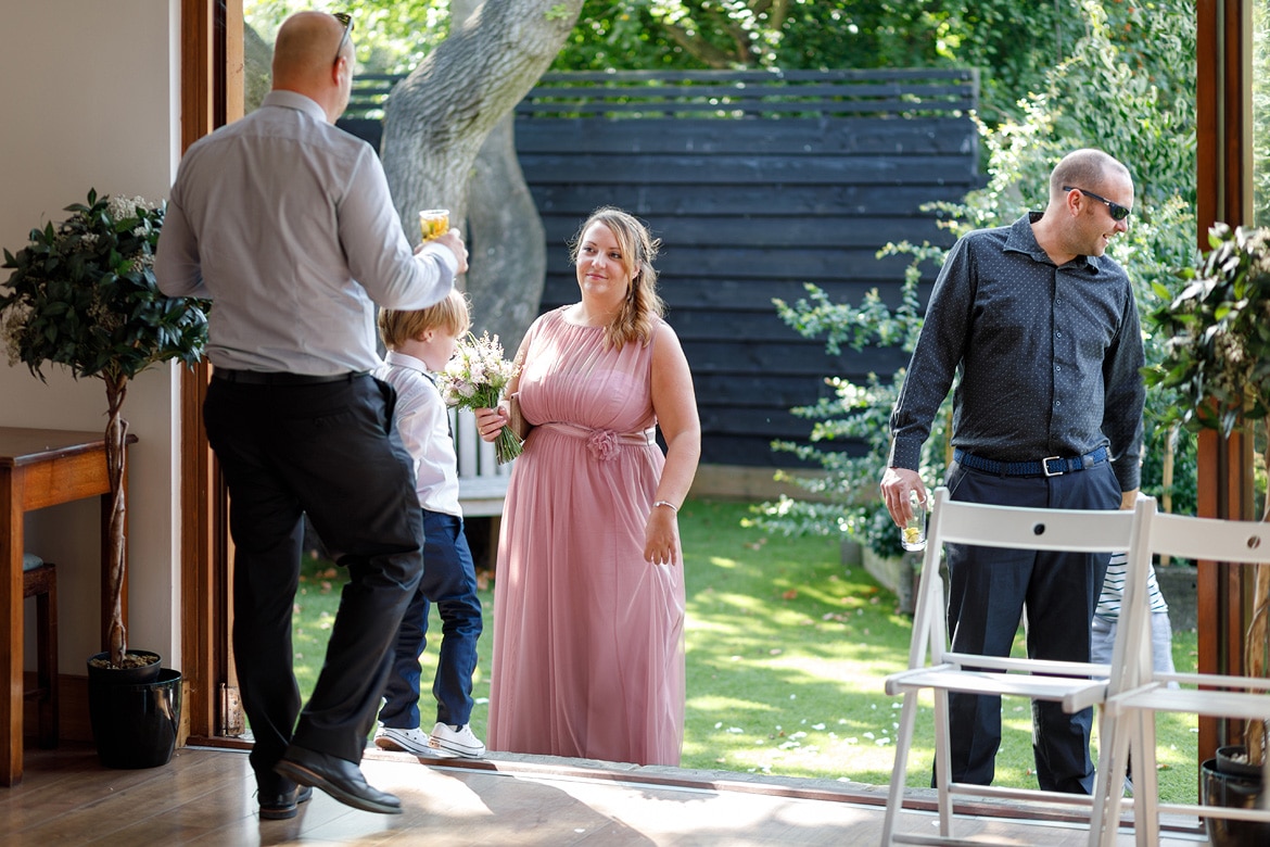 a bridesmaid talks to her family