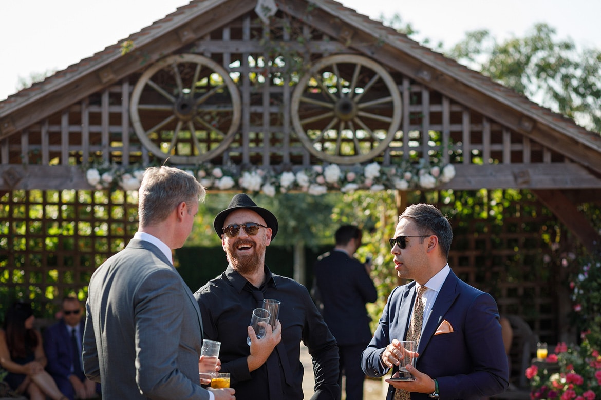 guests chat outside maidens barn