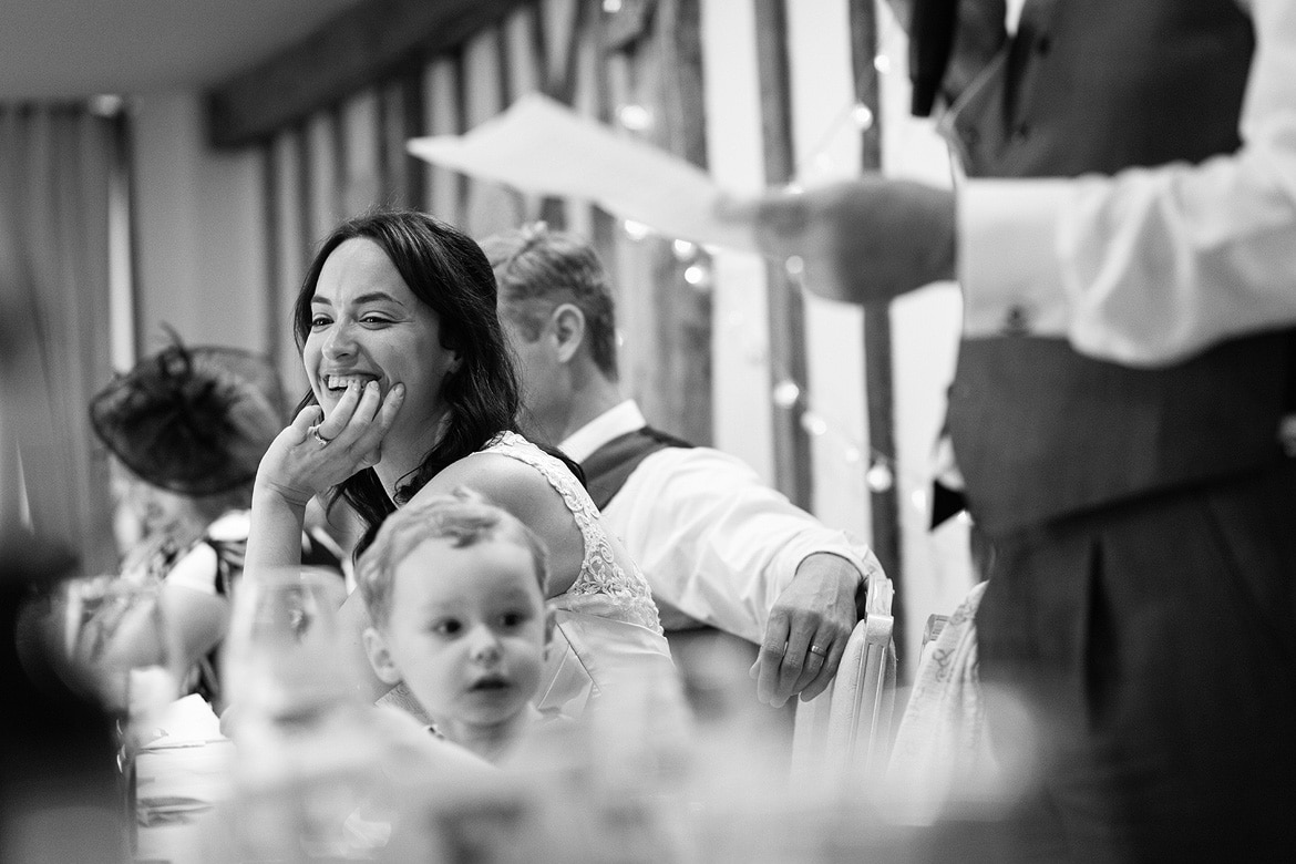 the bride listening to her fathers speech