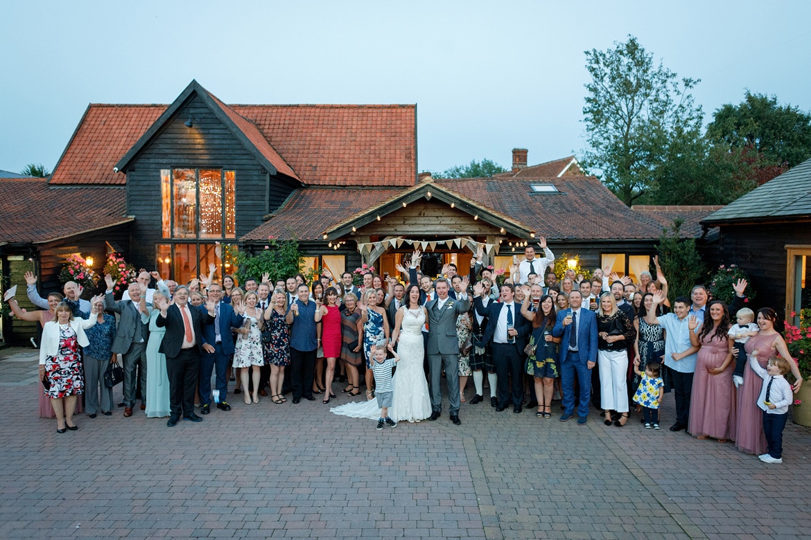 all the guests outside the barn