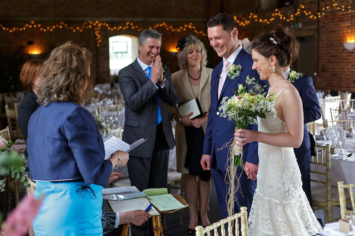 inside godwick barn for the legal ceremony